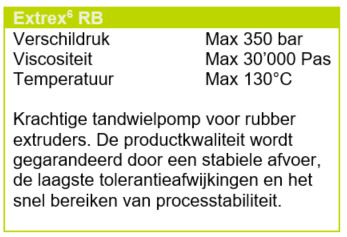 Parameters van de extrex6 RB smelt pomp