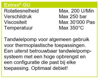 Parameters extrex6 GU booster pomp