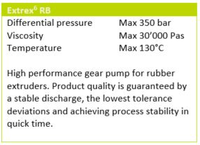 Parameters extrex RB melt gear pump for rubber extruders